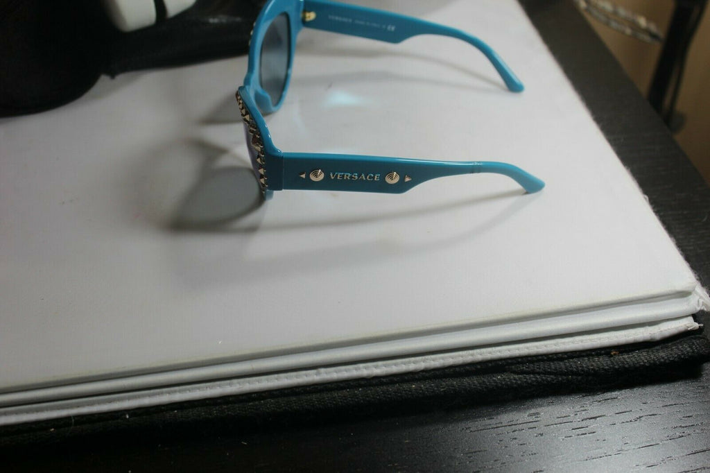 Versace Teal Cat Eye Studded Frame Mirrored Sunglasses MOD.4269