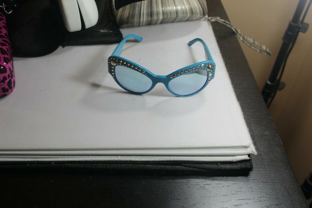 Versace Teal Cat Eye Studded Frame Mirrored Sunglasses MOD.4269